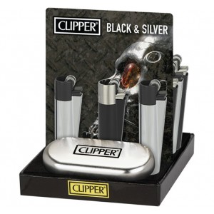 CLIPPER Feuerzeug Metal Large Black & Silver