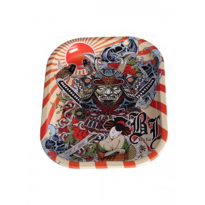 Black Leaf Rolling Tray 'Ronin und Geisha' 