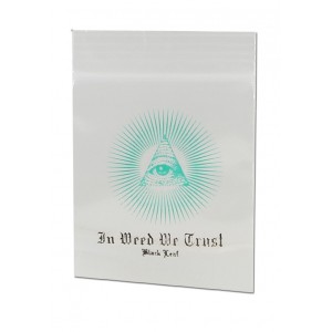 Black Leaf Zip-Beutel 'In Weed We Trust' 50µ