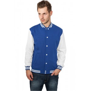 URBAN CLASSICS 2-tone College Sweatjacke royal-weiß