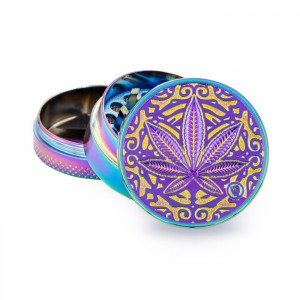 Fire-Flow Metall Grinder "Icy Trance Leaf" 40 mm 3-teilig