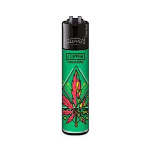 CLIPPER Feuerzeug Geometrical Leaves #2 grün