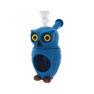 Mini Silikonbong Eule blau 16 cm