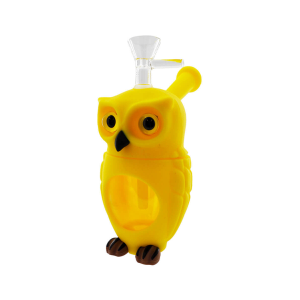 Mini Silikonbong Eule gelb 16 cm
