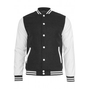 URBAN CLASSICS Oldschool Collegejacke charcoal-weiß