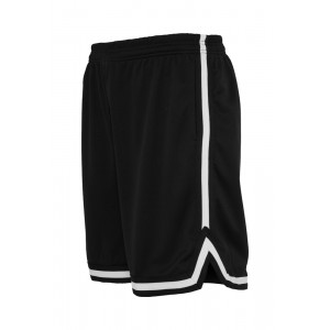 URBAN CLASSICS Stripes Mesh Shorts schwarz-schwarz-weiß