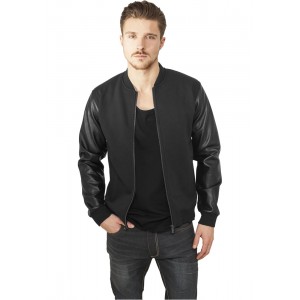 URBAN CLASSICS Zipped Kunstleder Sleeve Jacke (schwarz)