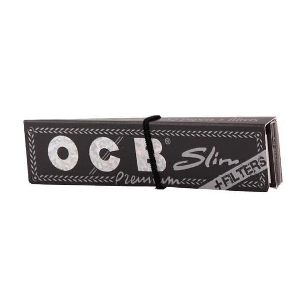 BOX OCB Schwarz Premium Long Slim mit Tips Zigarettenpapier Blättchen Papers