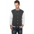URBAN CLASSICS 2-tone College Sweatjacke charcoal-weiß