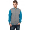 URBAN CLASSICS 2-tone College Sweatjacke grau-türkis