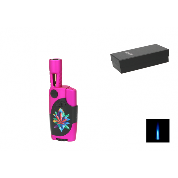 Eurojet Torch Jet Feuerzeug Pink mit Hanfblatt