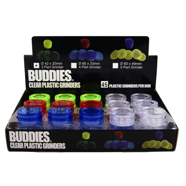 BUDDIES Plastik Grinder Ø 42 mm 45er Display / Großpackung