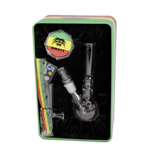 Breitseite 'Breit' Minibong Set mit Grinder & Glaskawumm