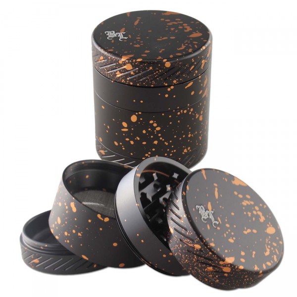 BLACK LEAF Alu Grinder CROWN Ø 50 mm 4-teilig Schwarz
