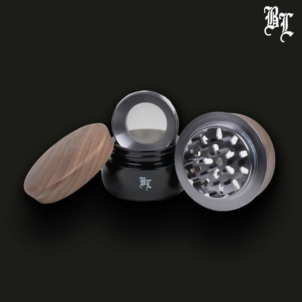BLACK LEAF Holz Grinder Ø 68 mm 4-teilig mit Violettglas