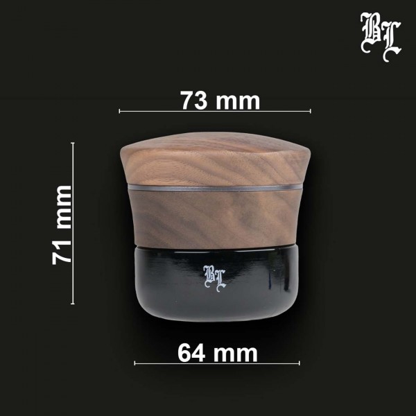 BLACK LEAF Holz Grinder Ø 68 mm 4-teilig mit Violettglas