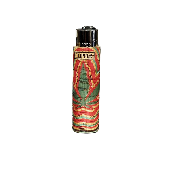 Clipper Feuerzeug Cork Cover Leaves #2 rasta (Handgenäht)
