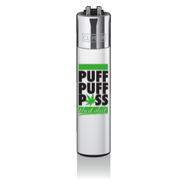 CLIPPER Feuerzeug Puff Puff Pass weiß