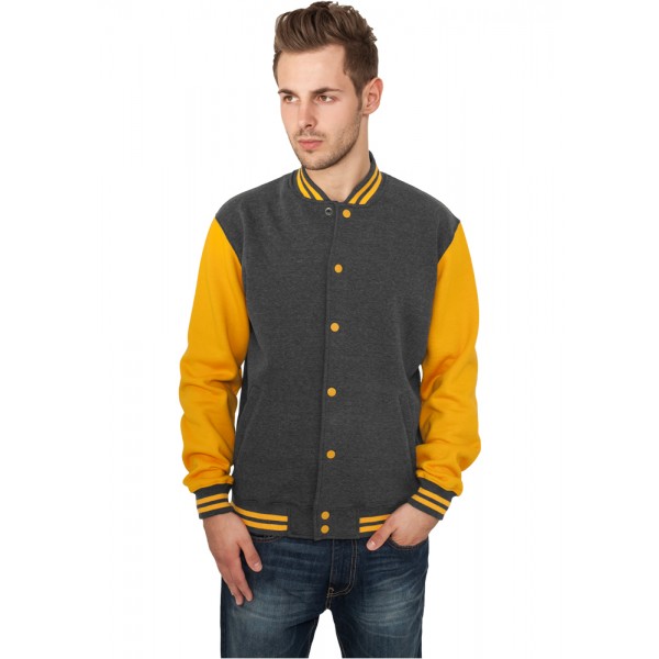 URBAN CLASSICS 2-tone College Sweatjacke charcoal-orange