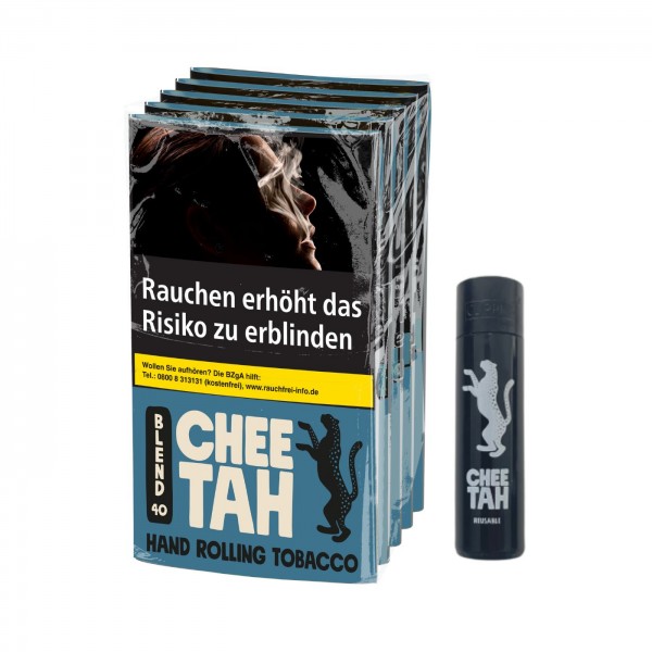 Chee Tah Blend 40 (blau) Drehtabak 30 g 5er Box + Clipper
