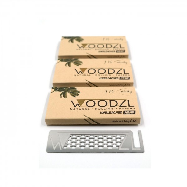 Woodzl 1 1/4 Sticky Papers + Tips mit Grinderkarte 3er Set