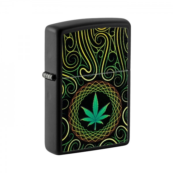 Zippo Feuerzeug Cannabis Design schwarzlicht