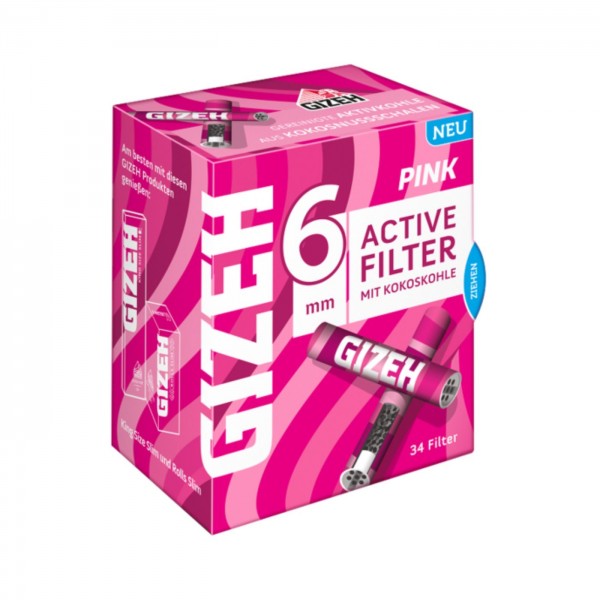 GIZEH Pink Active Filter 6 mm 10er Großpackung