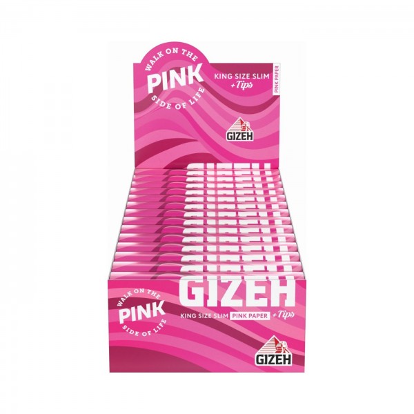 Gizeh Pink Extra Fine King Size Papers + Tips mit Magnet Heftchen einzeln