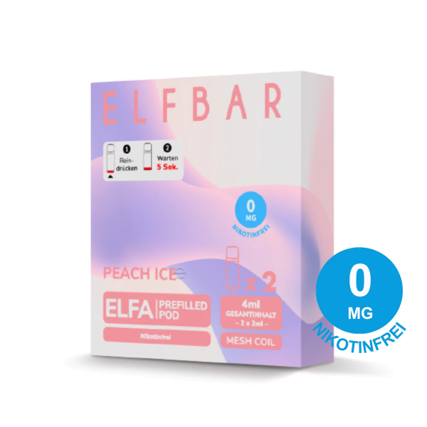 ELFBAR Elfa Peach Ice Pod 0 mg (2 Stück pro Packung)
