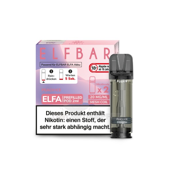 ELFBAR Elfa Peach Ice Pod 20 mg (2 Stück pro Packung)