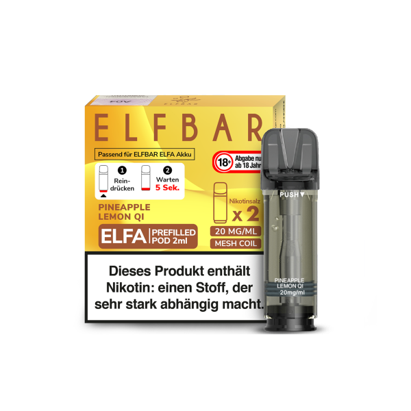 ELFBAR Elfa Pineapple Lemon Qi Pod 20 mg (2 Stück pro Packung)