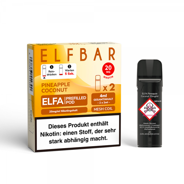 ELFBAR Elfa Pineapple Coconut Pod 20 mg (2 Stück pro Packung)