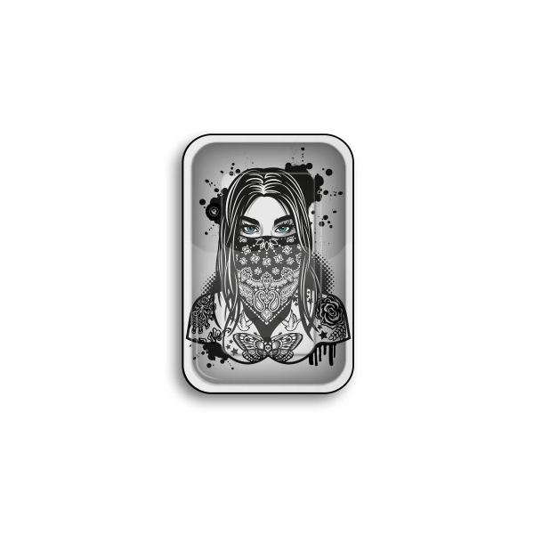 Fire-Flow Metal Rolling Tray Tattoo Girl small