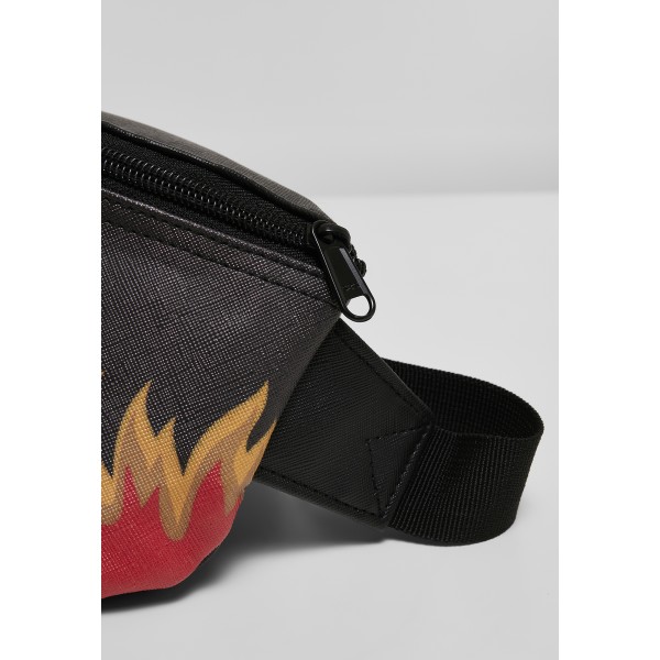 Mister Tee Flame Print Leather Imitation Hip Bag schwarz-rot