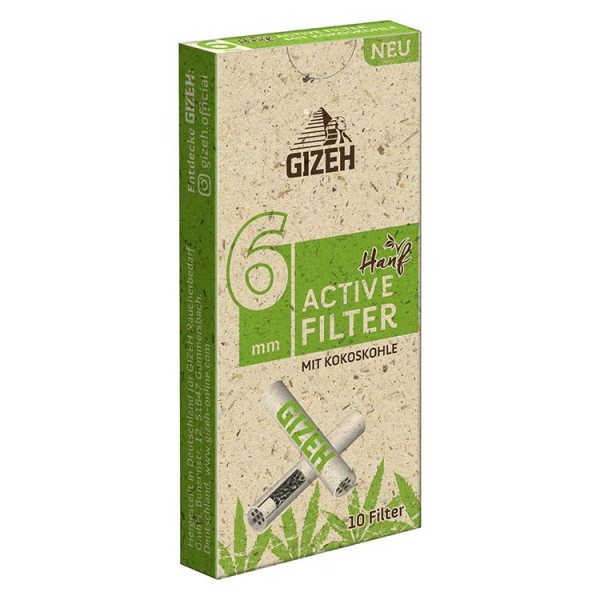 GIZEH Hanf + Gras Active Filter 6 mm 10er Packung