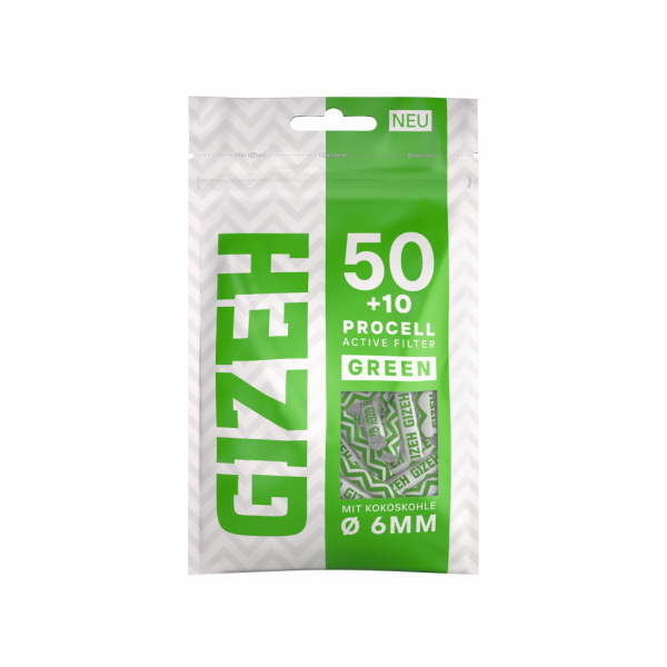 GIZEH ProCell Active Filter 6mm 50 + 10er Grün
