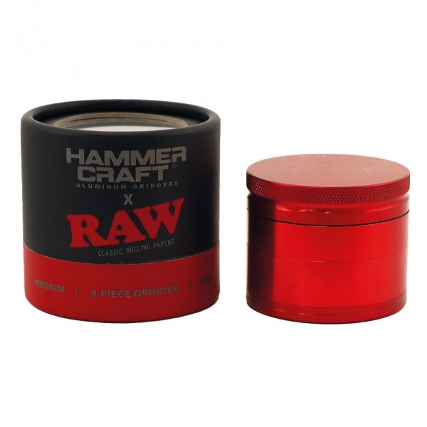 RAW Hammercraft Alu Grinder Rot Medium Ø 55 mm 4-teilig 