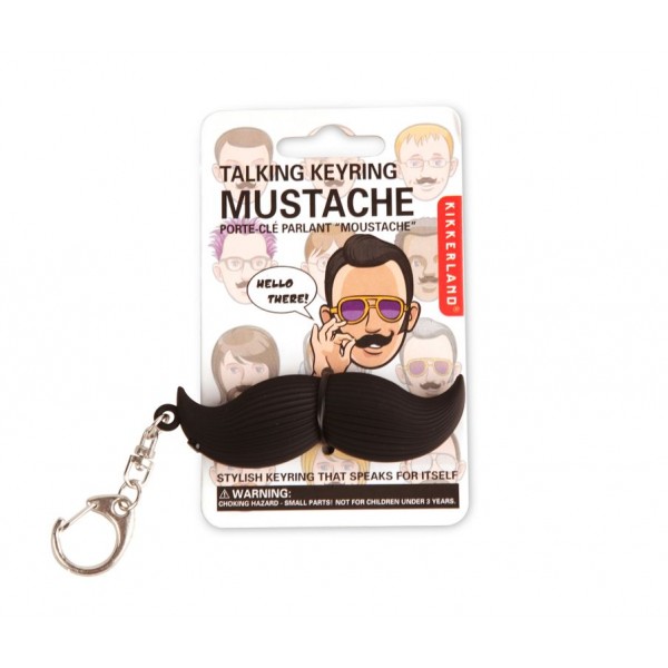 Kikkerland sprechender Mustache Schlüsselanhänger Verpackung