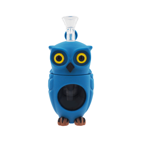 Mini Silikonbong Eule blau 16 cm