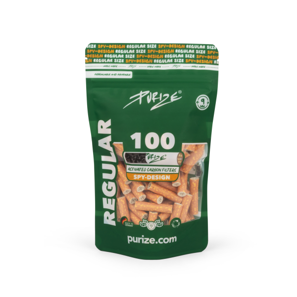 100 PURIZE REGULAR Size Aktivkohle Filter Spy 9 mm