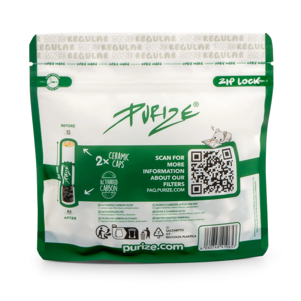 50 PURIZE REGULAR Size Aktivkohle Filter weiß 9 mm