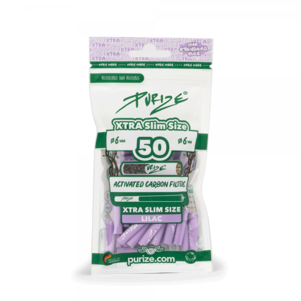 50 PURIZE XTRA Slim Size Aktivkohle Filter flieder
