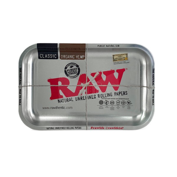 RAW Metal Rolling Tray metallic silver small