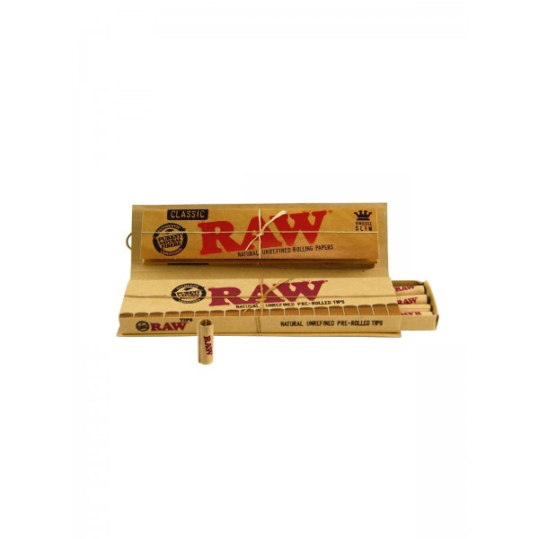 RAW Connoisseur King Size slim + prerolled Tips 