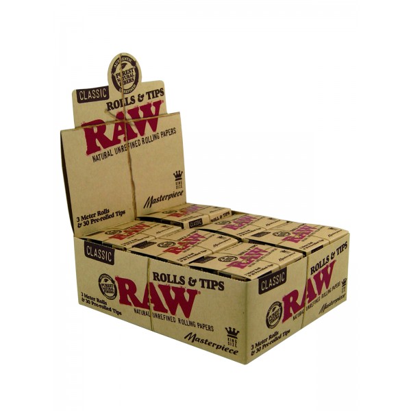 RAW Masterpiece Rolls mit Prerolled Tips 12er Box
