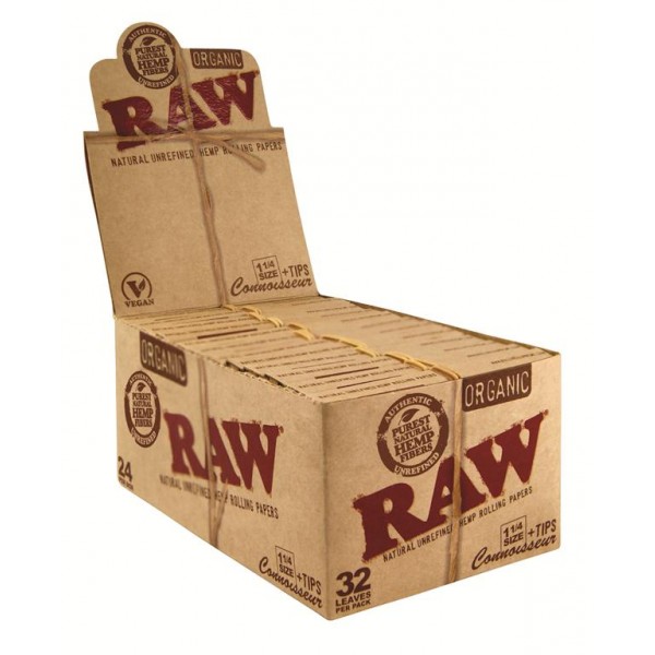 RAW Organic 1 1/4 Connoisseur Papers + Tips 24er Box