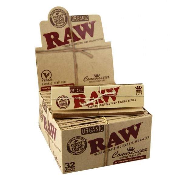 RAW Organic King Size Slim Connoisseur Papers + Tips 24er Box