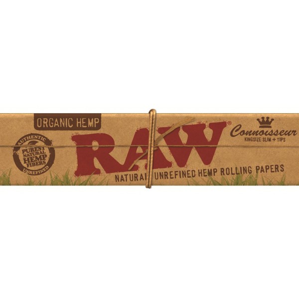 RAW Organic King Size Slim Connoisseur Papers + Tips Heftchen einzeln