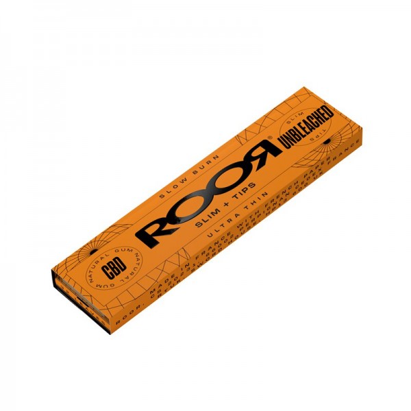 Roor Unbleached Slim Rolling Papers + Tips