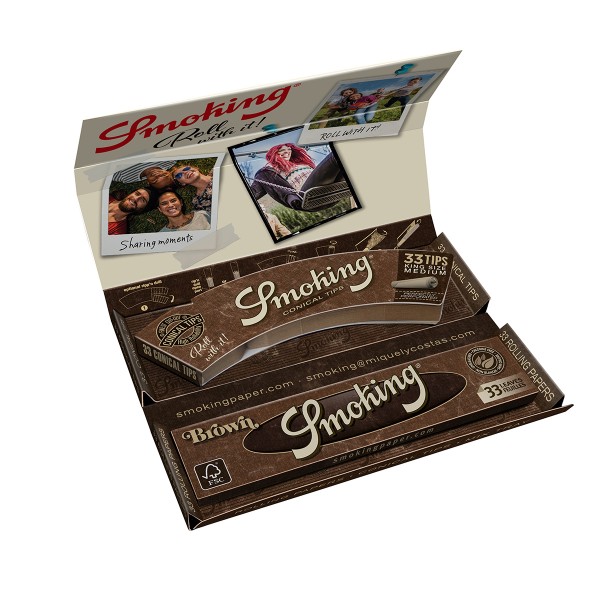 Smoking Luxury Rolling Kit Unbleached 25er Box mit Gratistablett